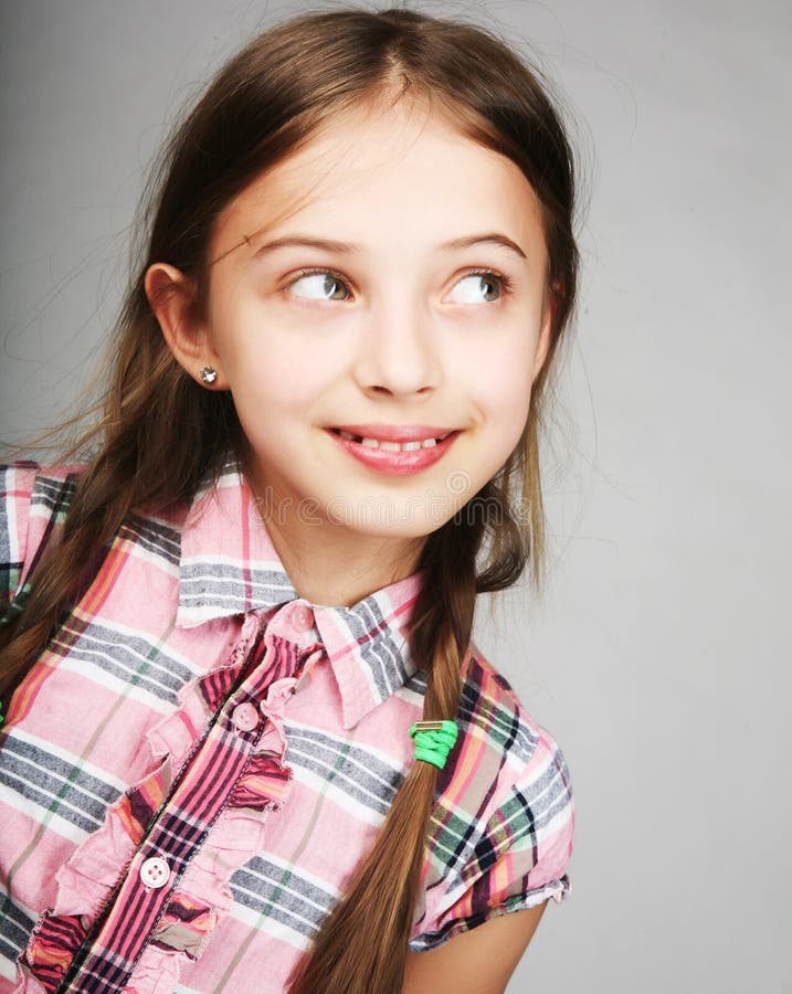 Little Girl Jump Over White Background Stock Photo - Image of cheerful ...