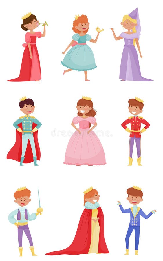 Funny Little Princes and Princesses Wearing Crown and Dressy Look ...