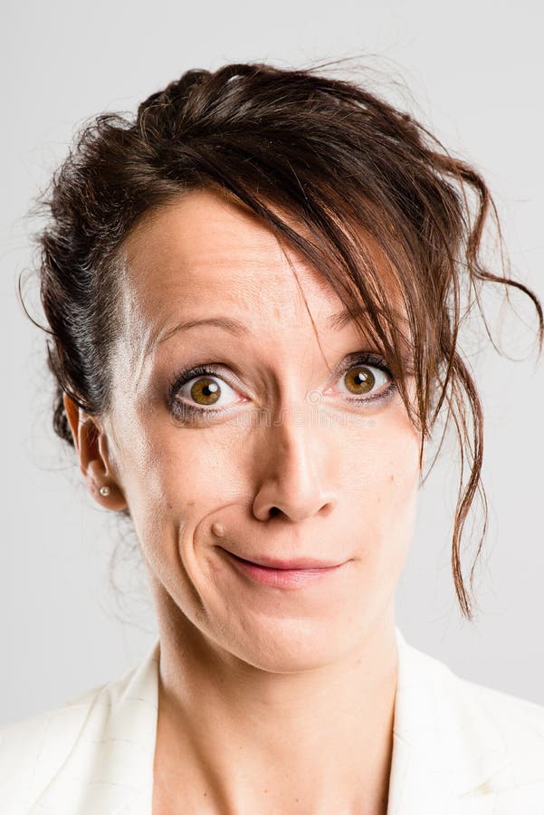 Funny Woman Portrait Real People High Definition Grey Background Stock Photo Image of casual