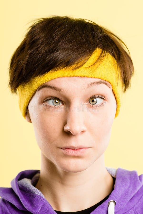 Funny Woman Portrait Real People High Definition Grey Background Stock Image Image of humour