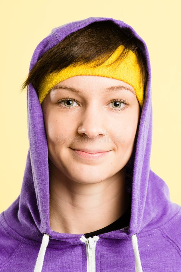 Funny Woman Portrait Real People High Definition Yellow Background Stock Image Image of detail