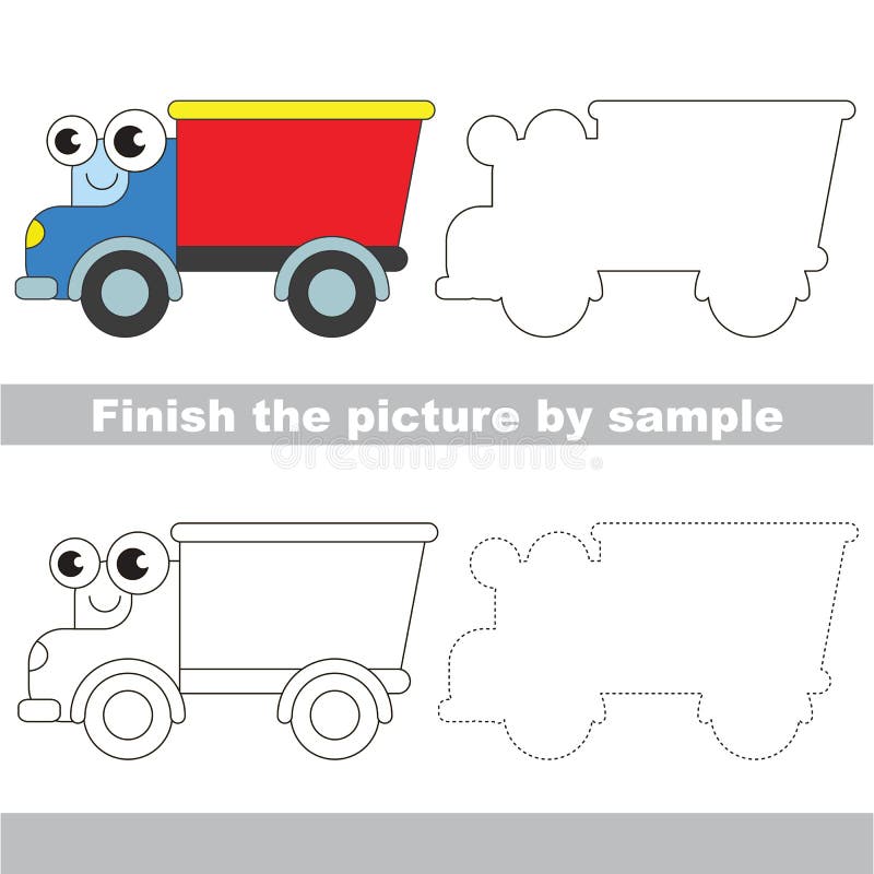Funny Lorry. Drawing Worksheet. Stock Vector - Illustration of task, logic: 89860284 Funny Lorry. Drawing Worksheet. Stock Vector - Illustration of task, logic: 89860284
