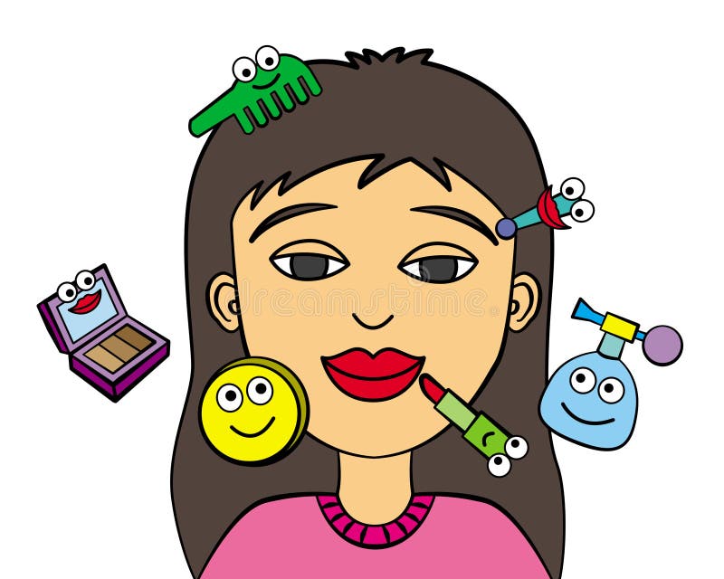 Funny makeup stock illustration. Illustration of female 26881896