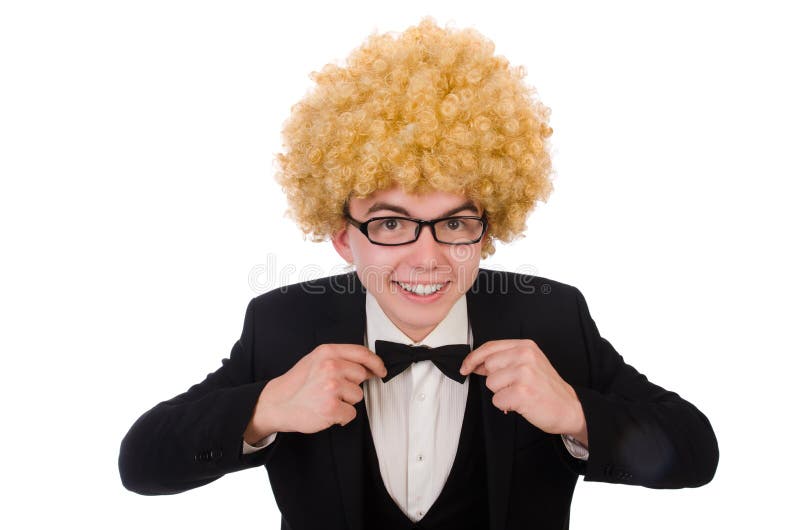 The Funny Man with Curly Hair Style Stock Image - Image of joyful, hairstyle:  144698265