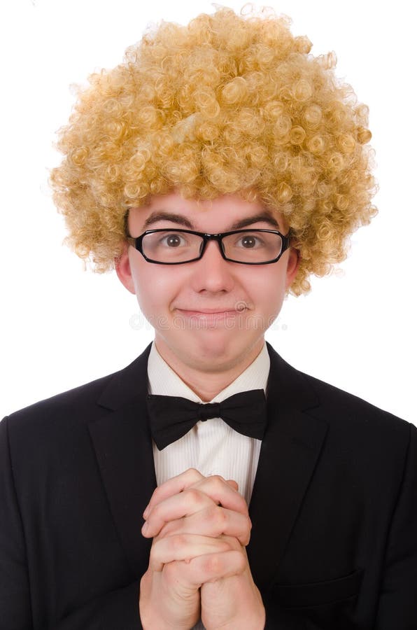 The Funny Man with Curly Hair Style Stock Photo - Image of corporate,  happy: 144698282