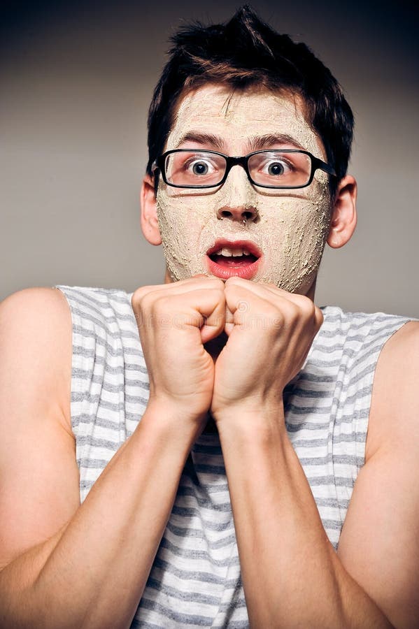 Funny Man With Facial Mask And Glasses Stock Photo Image Of Green