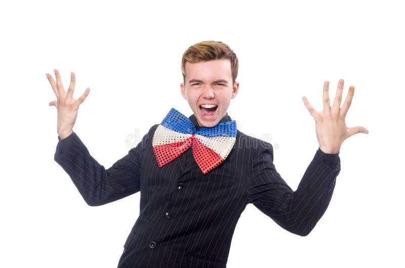 The Funny Man with Giant Bow Tie Stock Image Image of jester