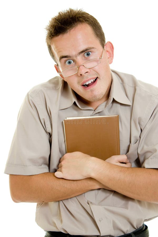 Funny Man in Glasses with a Book. Stock Photo Image of glasses