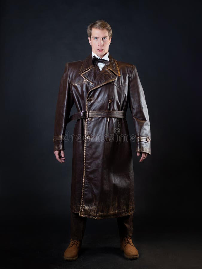 Funny Man in a Ridiculous Leather Coat Stock Image - Image of ...