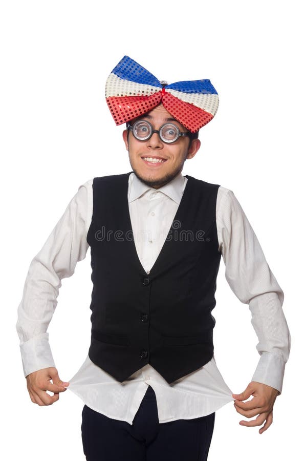 The Funny Man Wearing Giant Bow Tie Stock Photo Image of geek, goofy