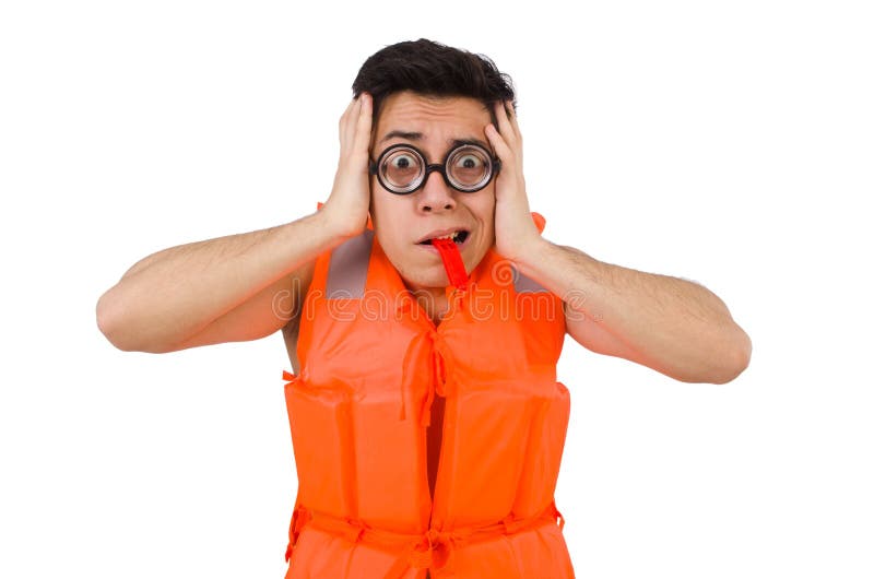 Funny Man Wearing Orange Safety Vest Stock Photo Image of duty, guard