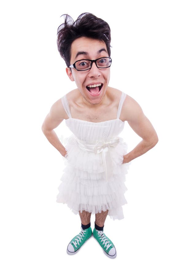Funny Man Wearing in Woman Dress Stock Photo - Image of isolated, horn:  40680566