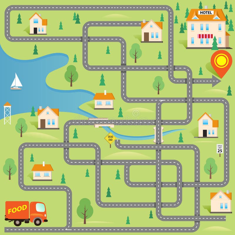 Funny Maze Game: Delivery Driver Find the Hotel in this Small City
