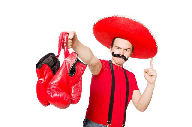 Funny Mexican with Boxer Gloves Stock Image Image of boxing, isolated
