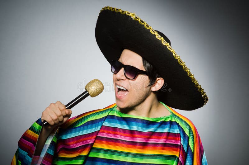 Funny Mexican Singing in Karaoke Stock Image Image of night, charro