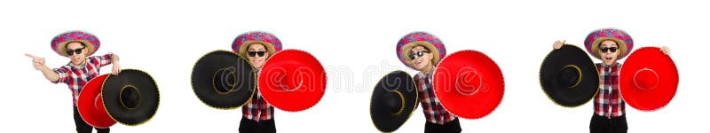 Funny mexican with sombrero in concept stock image