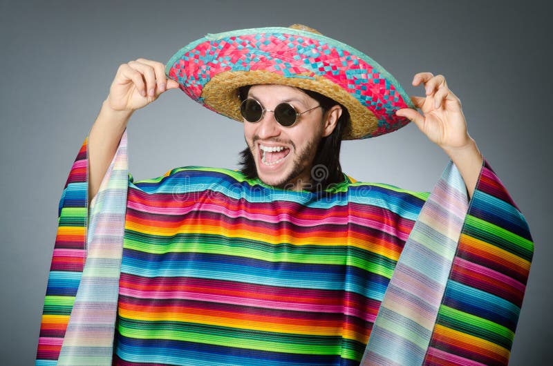 The Funny Mexican Wearing Sombrero Hat Stock Photo - Image of humor ...