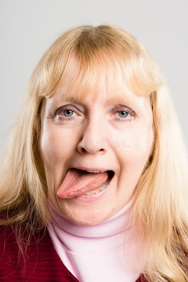 Funny Woman Portrait Real People High Definition Grey Background Stock Image Image of real