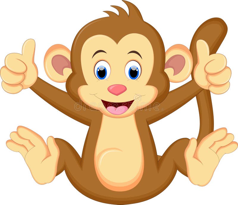Funny Monkey Cartoon Sitting Stock Illustration - Illustration of drawing,  jungle: 69215856