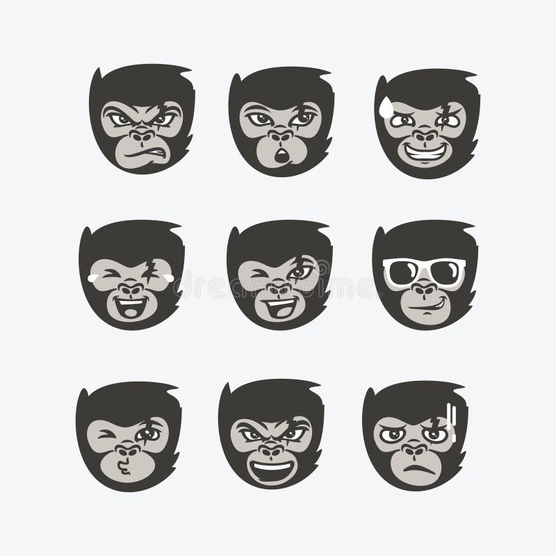 Funny monkey face expression collection
