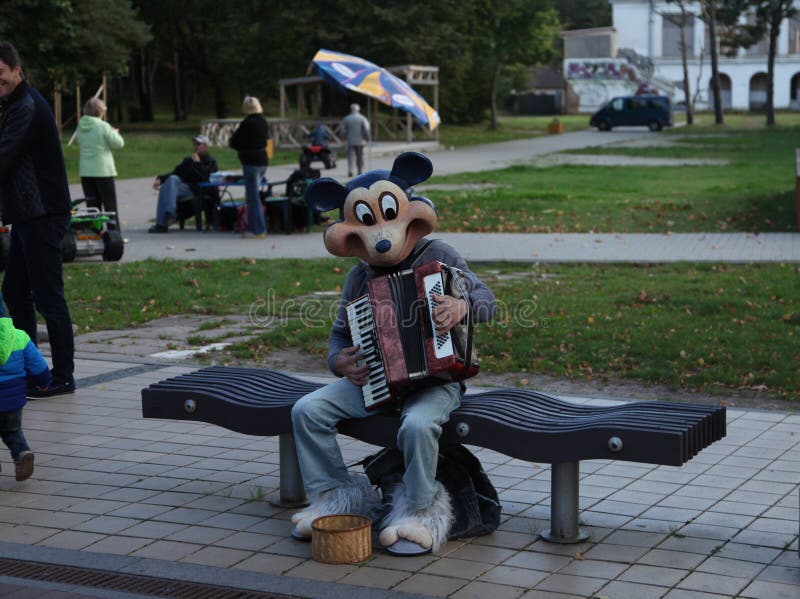 Funny Musician with Accordion. Mickey Mouse Editorial Photo - Image of  street, harmonica: 85594966