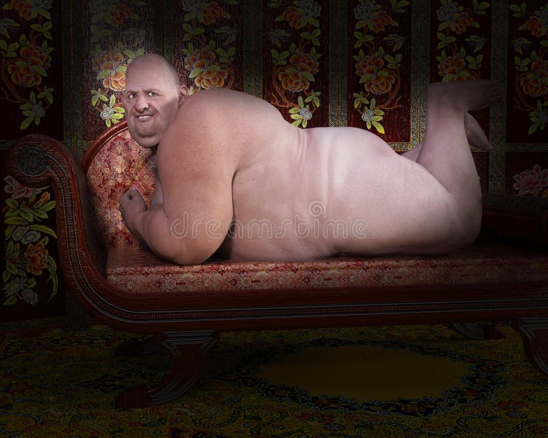 Funny Obese Nude Male Illustration Stock Image - Image of artistic, obesity:  69747625