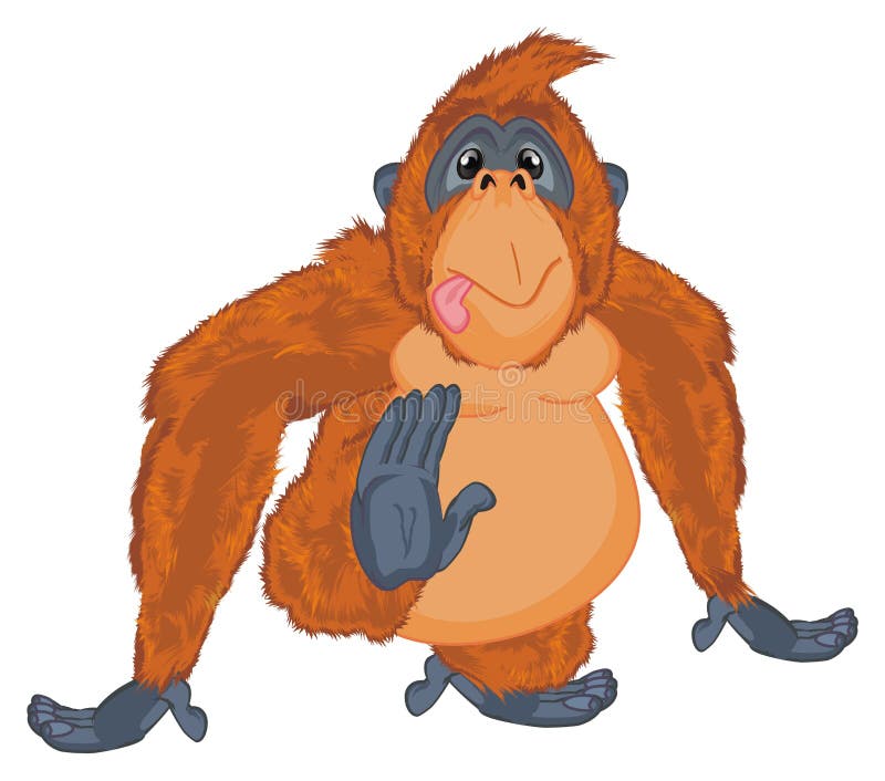 Cute Orangutan Cartoon Hanging on Tree Branch Stock Illustration -  Illustration of brown, mammal: 127760465