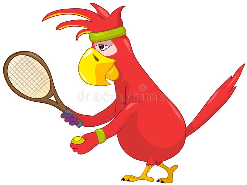 Funny Parrot. Tennis. royalty free illustration
