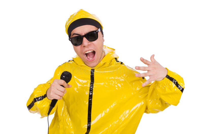 Funny Performer with Mic Isolated Stock Image Image of recording