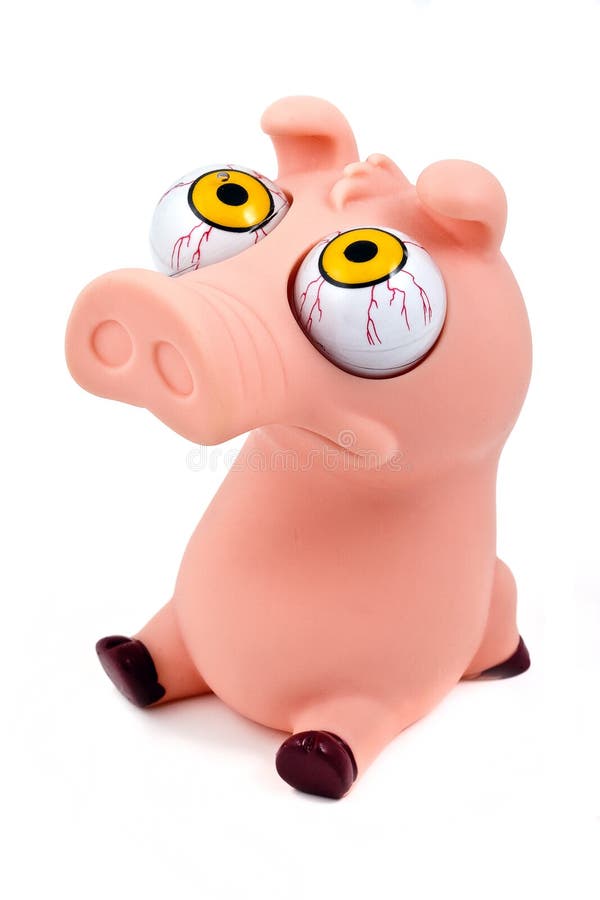 Funny pig toy (pink), isolated on white background