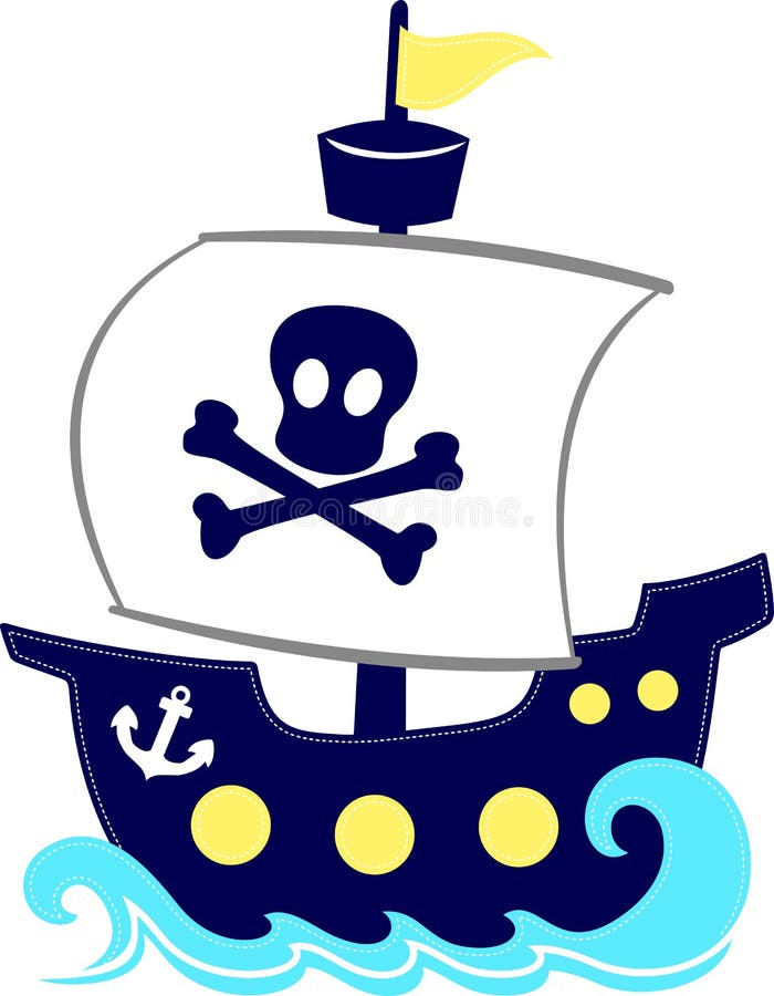 Funny pirate ship cartoon stock illustration Funny pirate ship cartoon stock illustration