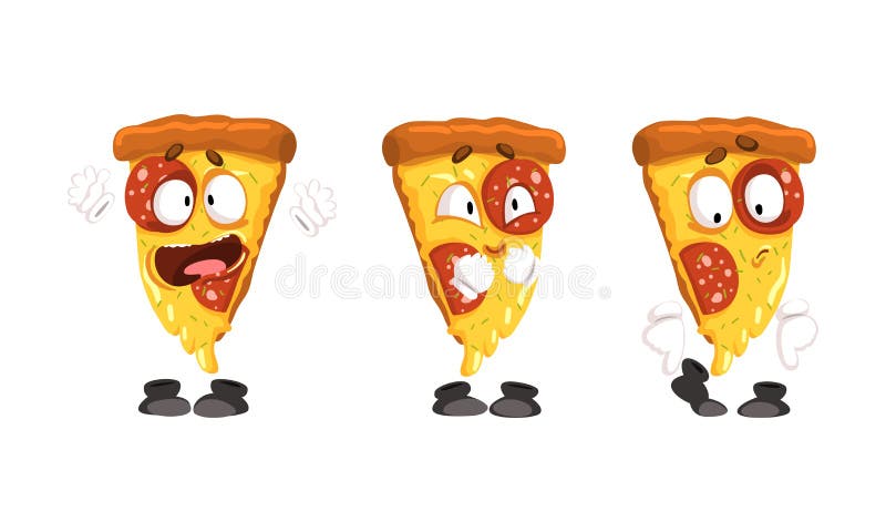 Funny Pizza Slices Set, Cute Fast Food Characters with Funny Faces Cartoon  Vector Illustration Stock Illustration - Illustration of emotion,  pepperoni: 221146203