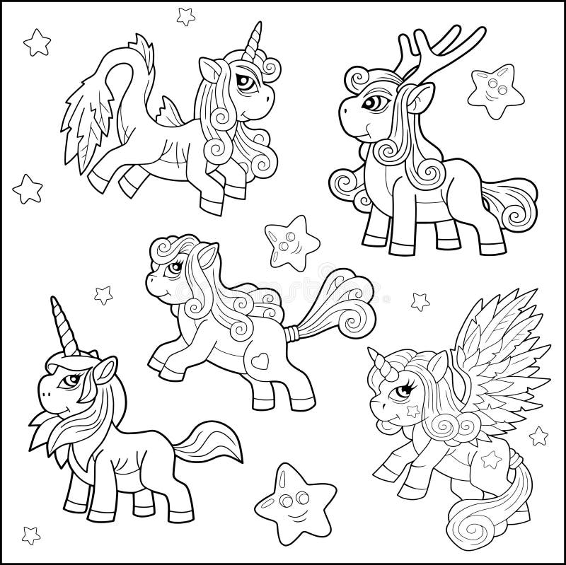 pony coloring book, little pony coloring book for kids, template, vector  illustration, line 25659996 Vector Art at Vecteezy