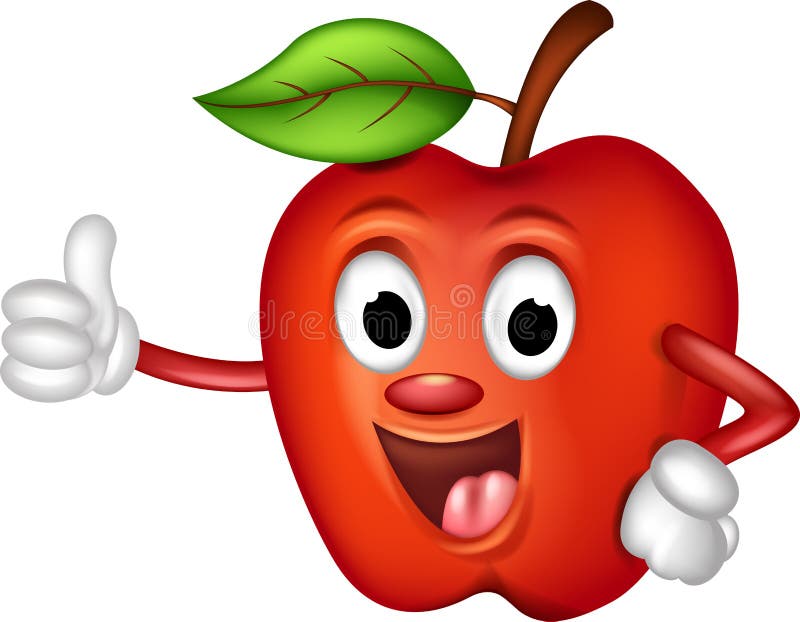 Funny red apple thumbs up royalty free illustration