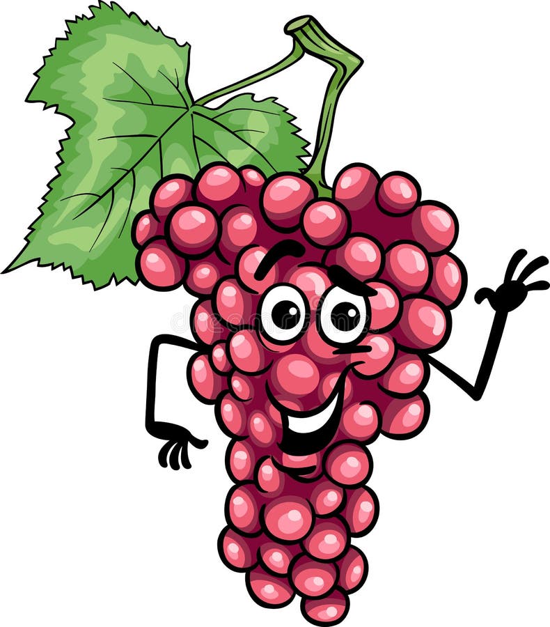 Funny Red Grapes Fruit Cartoon Illustration Stock Vector - Illustration ...