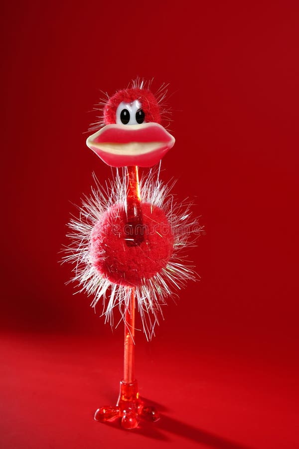 Funny red ostrich toy with candy hot lips