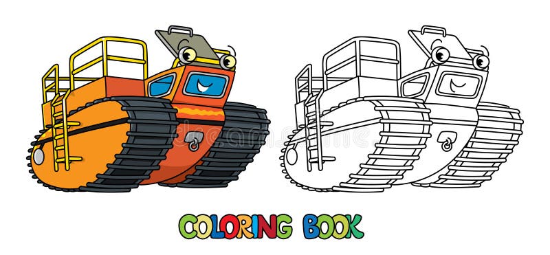 Funny rover car or amphibious vehicle coloring book