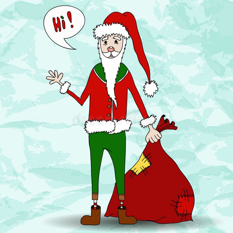 Funny Santa Claus with blue background.