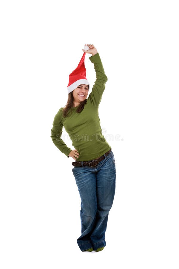 Funny santa woman with green shirt