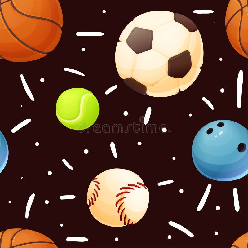 Funny seamless pattern with sport balls, vector vector illustration Funny seamless pattern with sport balls, vector vector illustration