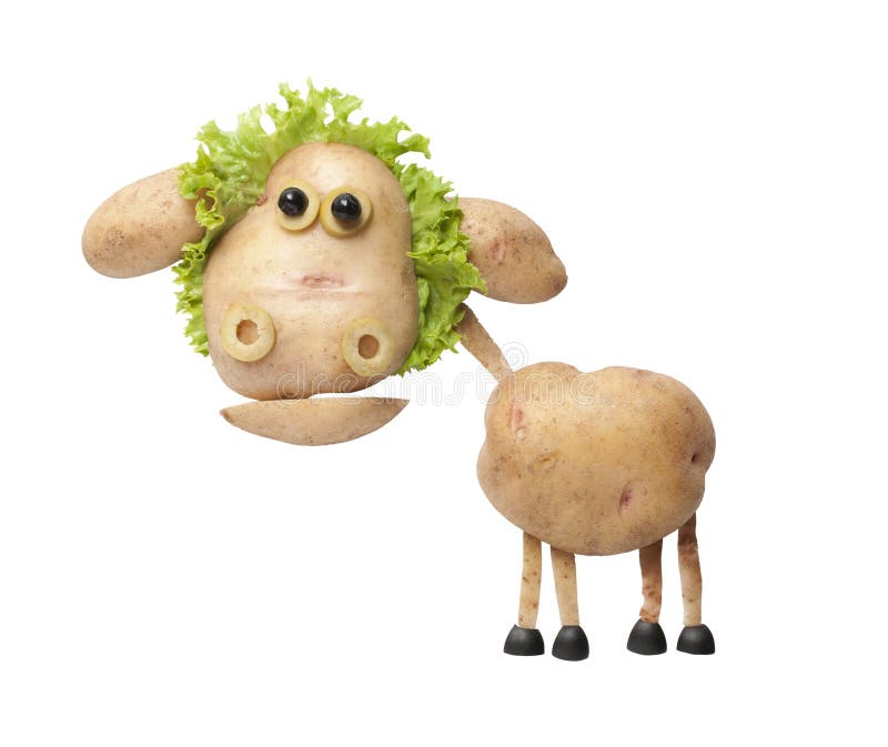 Funny Sheep Made of Potatoes and Salad Stock Photo Image of carrot, farm 61982612