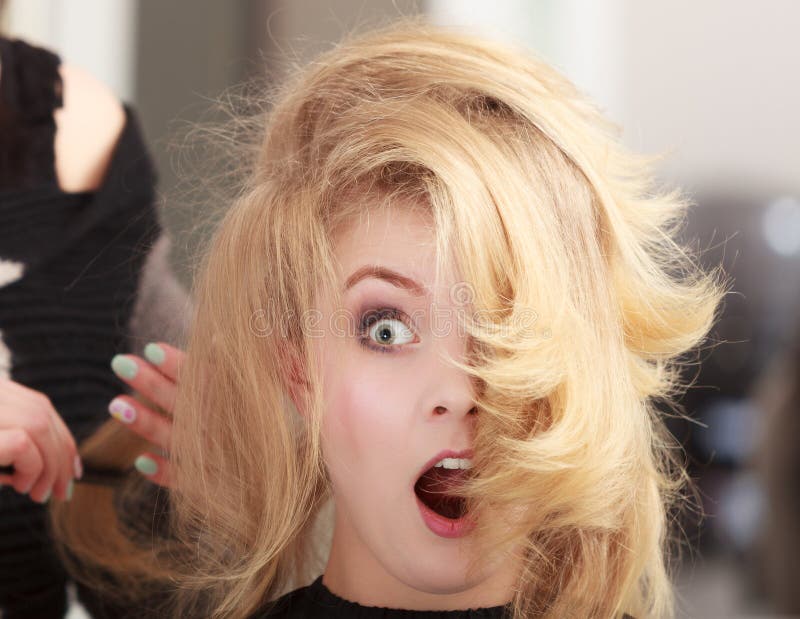 Funny Shocked Girl with Blond Wavy Hair by Hairdresser in Beauty Salon Stock Photo - Image of salon, female: 36422372 Funny Shocked Girl with Blond Wavy Hair by Hairdresser in Beauty Salon Stock Photo - Image of salon, female: 36422372
