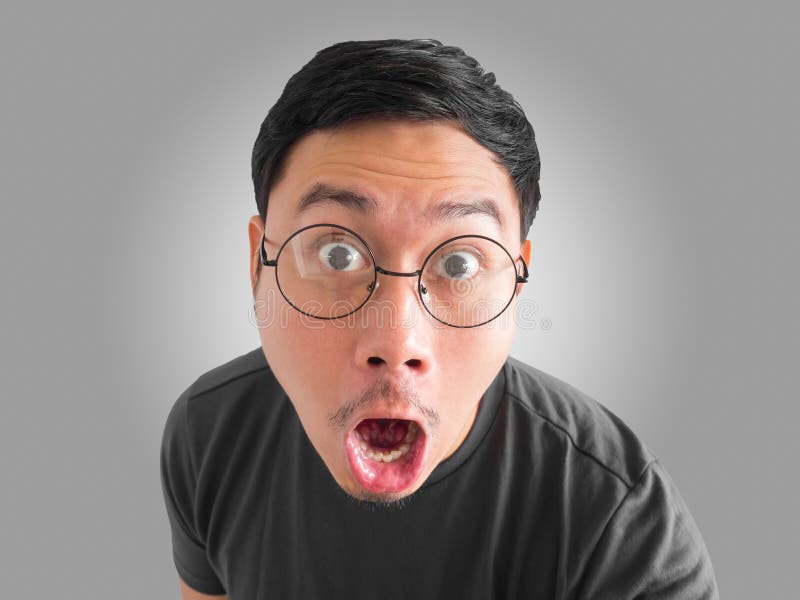 Funny Shocked and Surprised Face of Man. Stock Image - Image of head