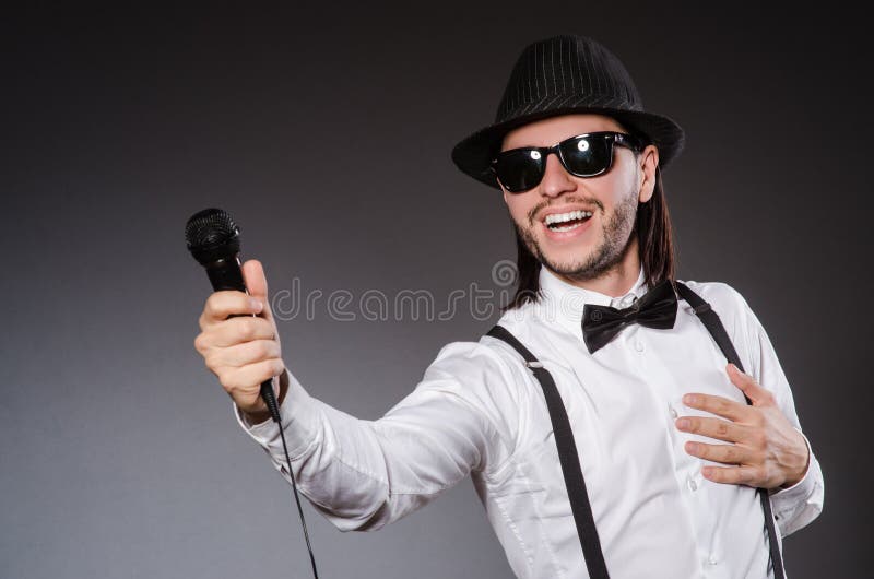 Funny Singer with Microphone Stock Photo Image of performer