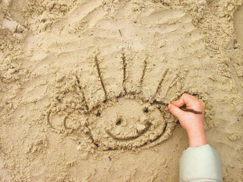 Funny smiley on wet sand