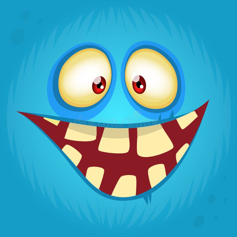 Funny Smiling Cartoon Monster Face Avatar. Halloween Monster Character ...