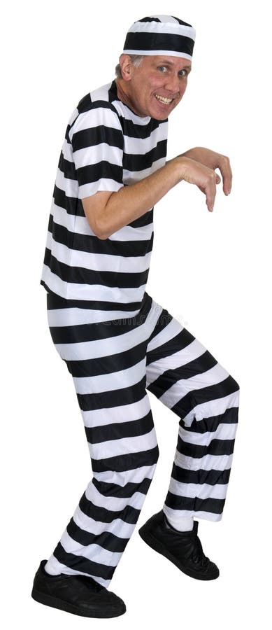 Funny Sneaking Convict Burglar Isolated on White. Funny sneaking convict humor. This burglar thinks he can sneak away. Stop! Thief! Isolated on white royalty free stock image Funny Sneaking Convict Burglar Isolated on White. Funny sneaking convict humor. This burglar thinks he can sneak away. Stop! Thief! Isolated on white royalty free stock image