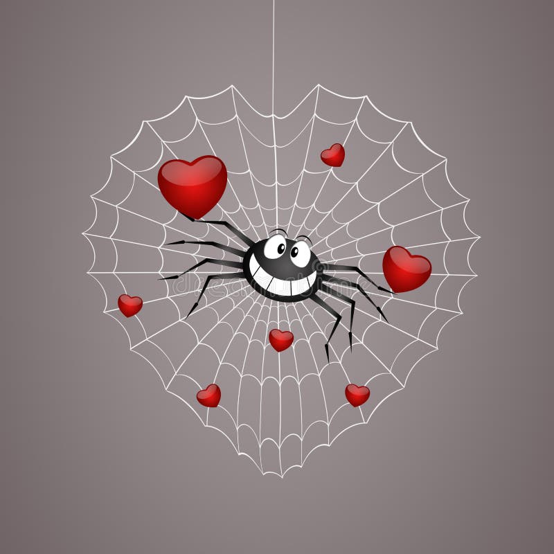 Funny spider in Valentine s Day