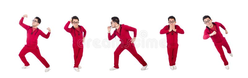 Funny sportsman isolated on white stock images