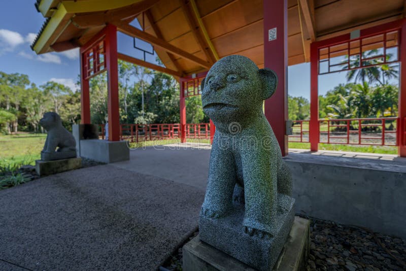 Statue of Monkey at Cairns Botanic Gardens, Queensland, Australia Stock